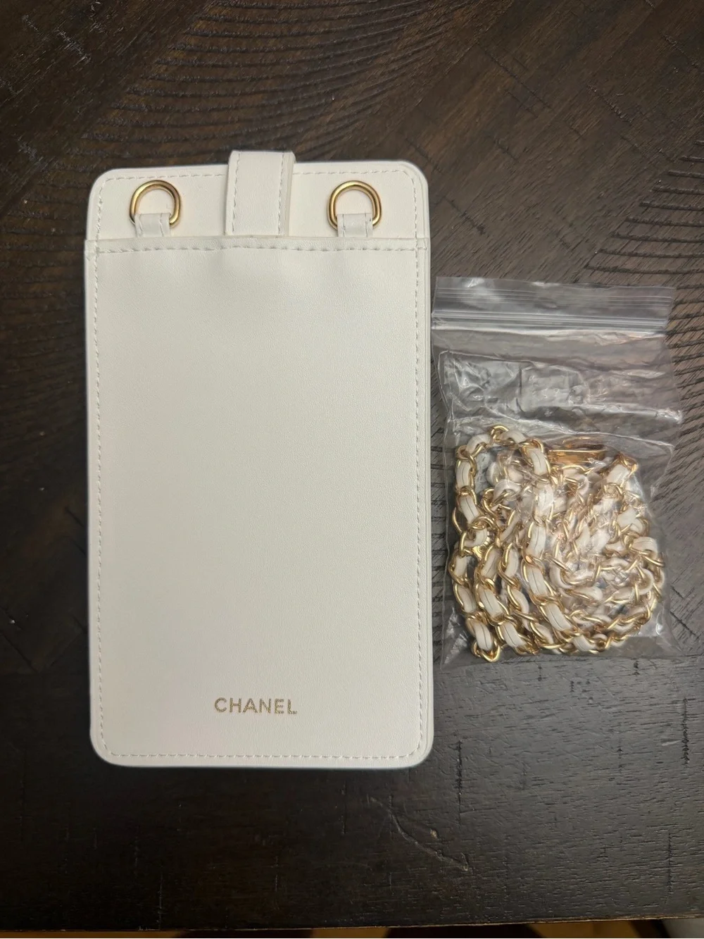 GWP!! White Quilted Crossbody Phone Wallet with Gold Chain